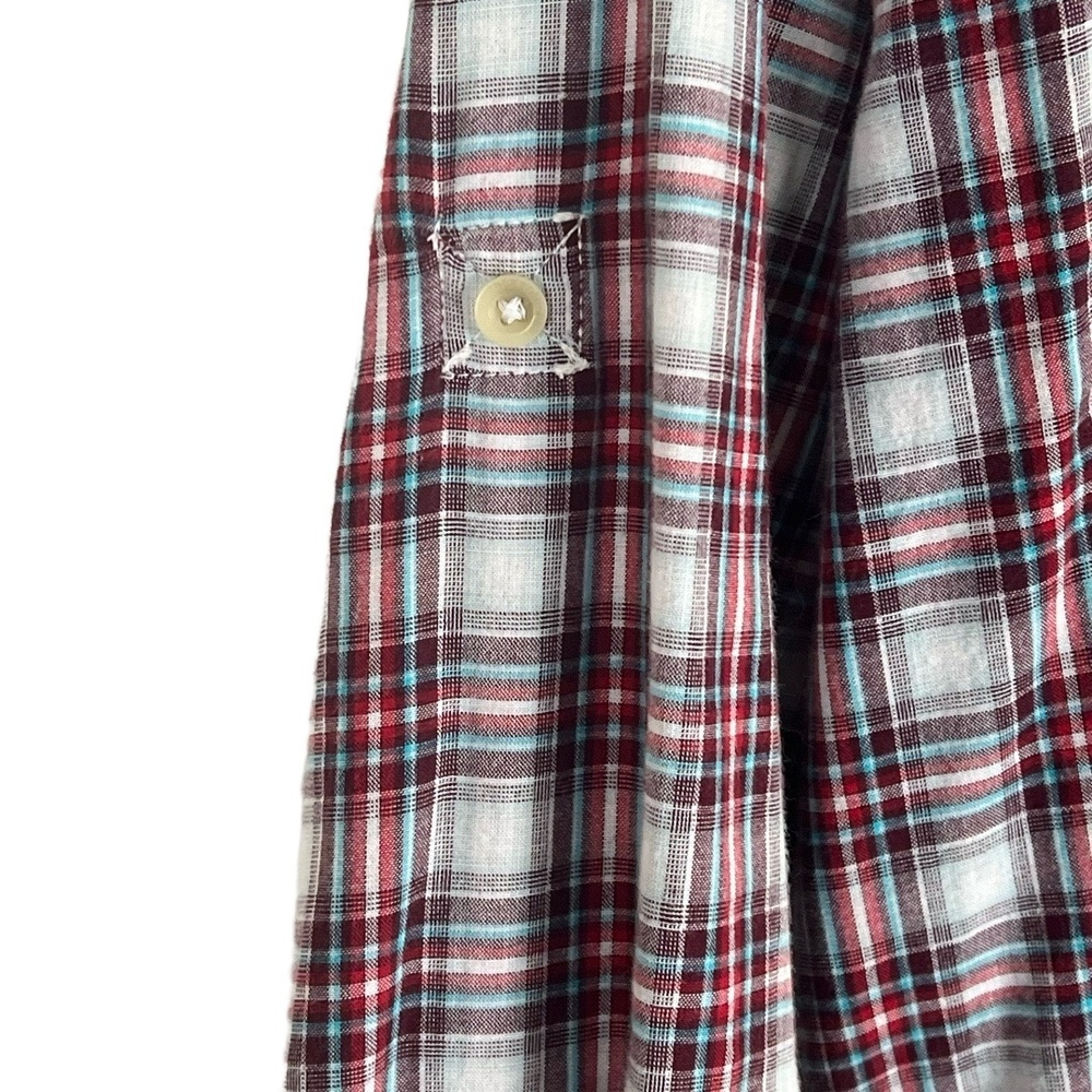 PENDLETON Large Red White Turquoise Plaid Deck Shirt Lined Classic Lumberjack - Picture 9 of 12